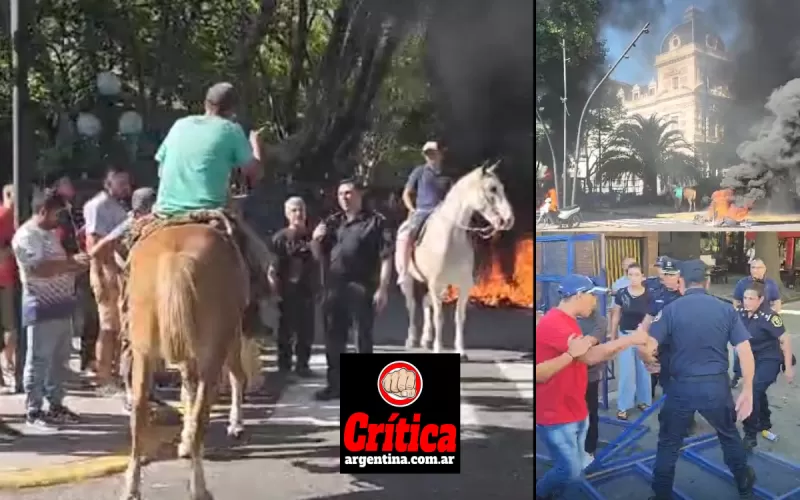 Trabajadores de hipódromos queman gomas frente a la Gobernación contra Kicillof | VIDEOS