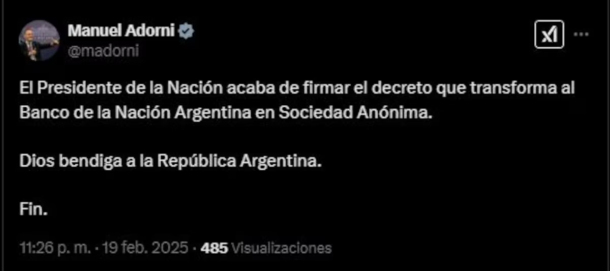 Manuel Adorni anunció la transformación